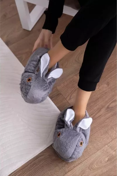 Akınalbella pantofole grigie per coniglio femmina - grigio - 