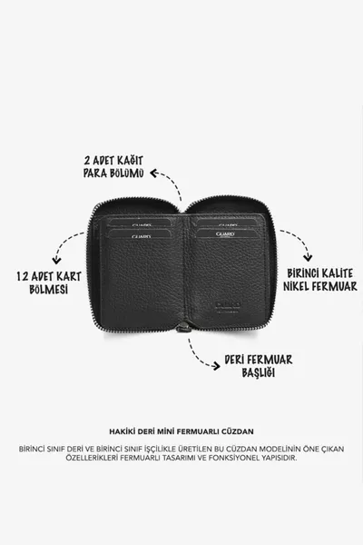 Small Size Real Genuine Leather Mini Black Wallet - Men's / Women's