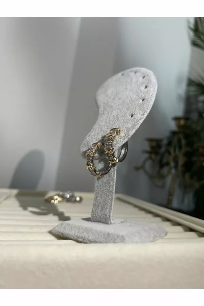 TIFFANY ZIRCONIA HOOP EARRINGS GOLD PLATED