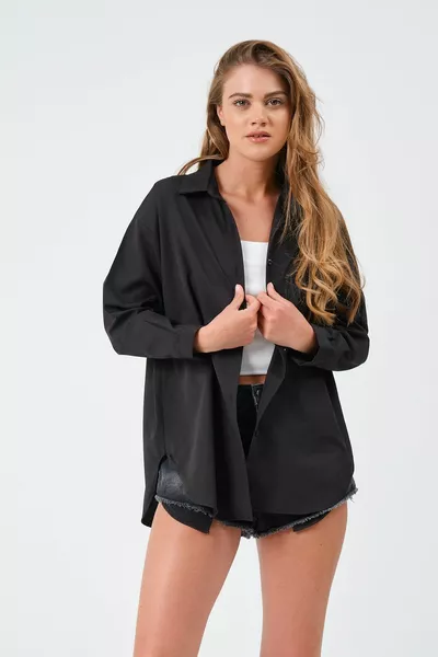 Confezione da 2 magliette oversize a pressione oversize da donna marrone e nera