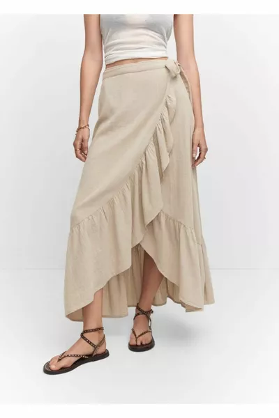 Getextureerde rok met dubbele rij knopen