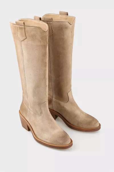 Stivali da donna in pelle beige