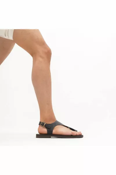 Braune Herrensandalen aus echtem Leder - 