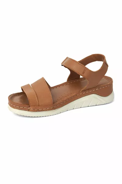 Casual Women's Tan Genuine Leather Sandals