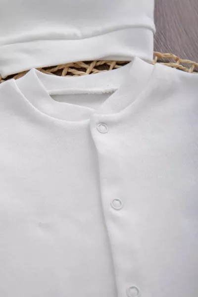 Белый хлопковый детский комбинезон для новорожденных