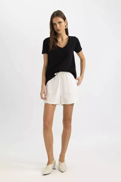 Regular Fit Kurzarm-T-Shirt mit V-Ausschnitt aus  % Baumwolle SM