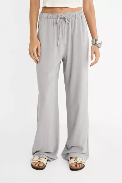 Linen blend loose-fitting trousers