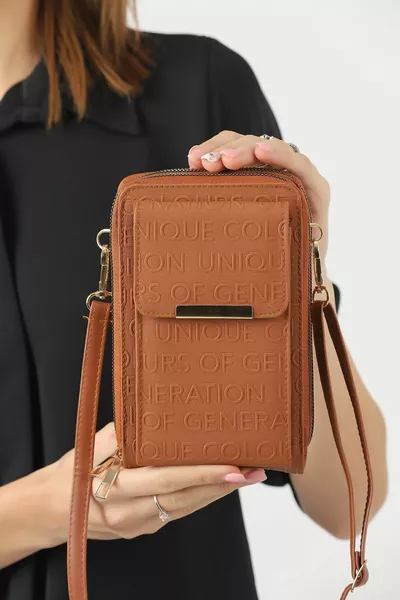 فريدة من نوعها السوق تان المرأة كروسبودي الهاتف 3 مقصورة محفظة حقيبة
