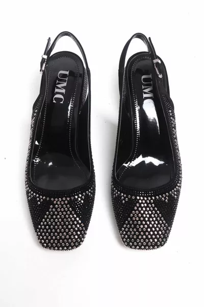 Ультра роскошные стоун низкий квадратный каблук с открытой спиной вечерние туфли