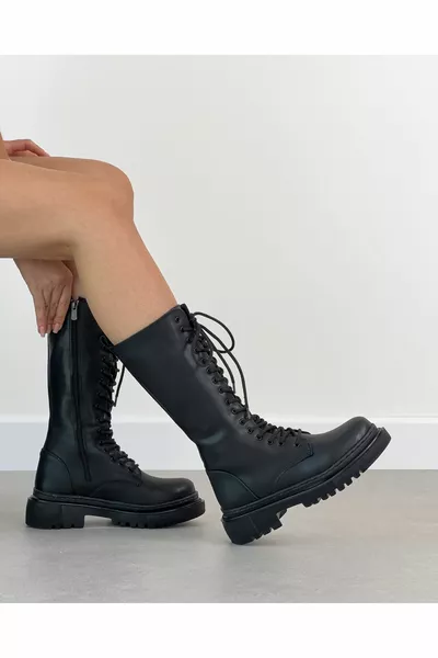 واين لونغ المرأة السوداء الدانتيل متابعة الأحذية البريدية الجلدية