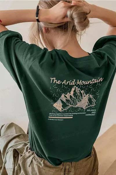 Arid Mountain Grün Oversize Salas Boyfriend Damen T-Shirt