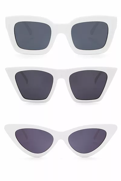 طقم نظارة شمسية 3 قطع أبيض للجنسين