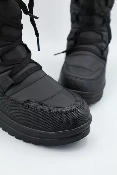 Non-slip Sole Casual Thermal Feather Women's Snow Boots Black Women's Boots 