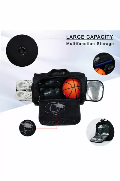 Средняя сумка унисекс для спортивного фитнеса и путешествий с термосом и проушинами для обуви