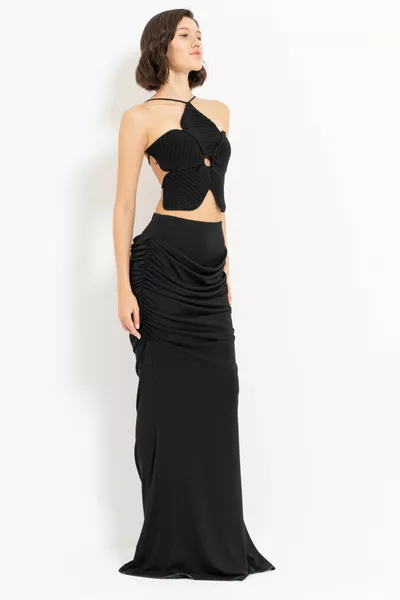 Drawstring Long Skirt with Elasticated Waist
