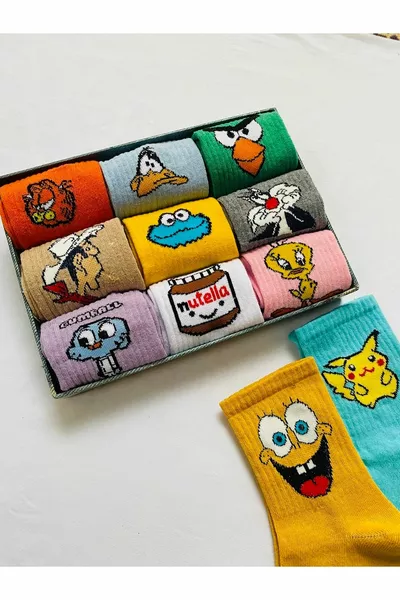 جوارب منقوشة للجنسين 4 أزواج (بدون علبة)