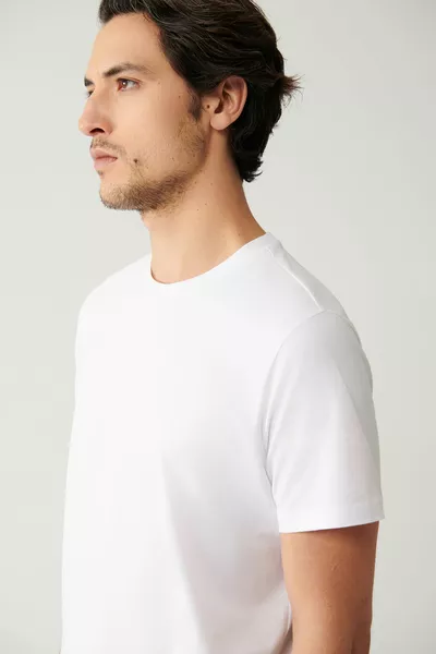 Men's White % Cotton Breathable Crew Neck T-shirt 