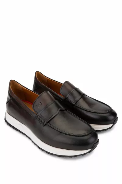 الرجال جلد طبيعي براون أحذية المتسكع