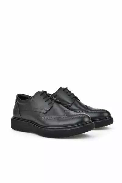 , Genuine Leather Men's Shoes  Black