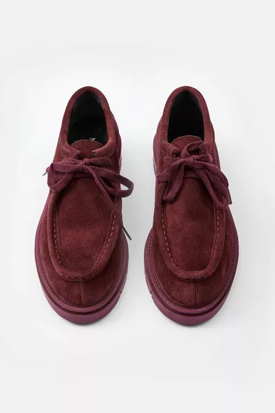 إيزابيلا بورجوندي أحذية نسائية من جلد الغزال الأصلي