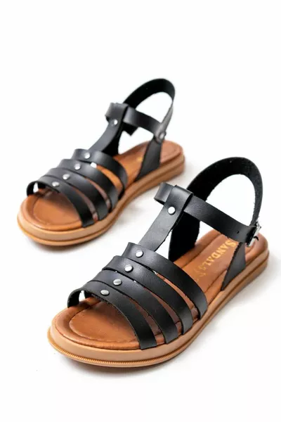 Jikto Sandalen aus schwarzem Leder