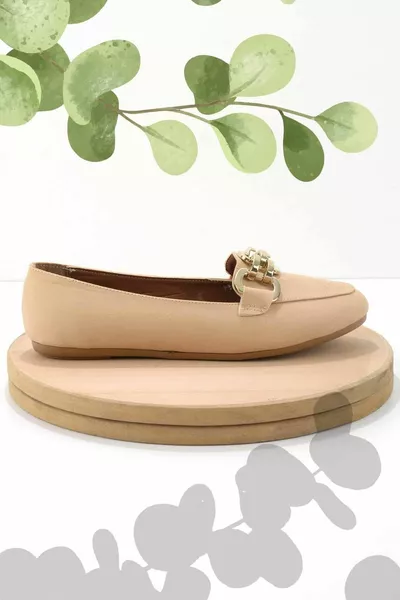 Matte Nude Satin Damen Loafer Schuhe 