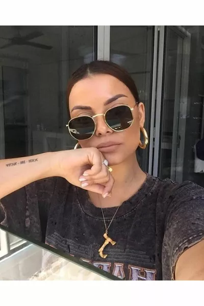 Unisex Gold Sunglasses Pentagonal