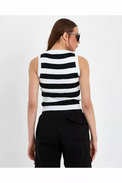 Gestreifte Crop-Strickwaren für Damen