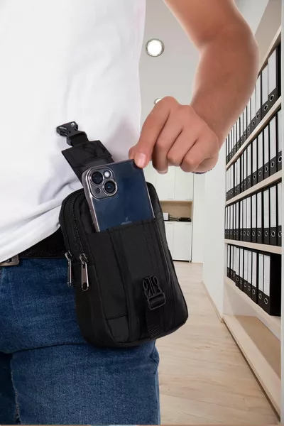 التكتيكية حقيبة الهاتف الخليوي مقصورة حزام حقيبة الخصر الأسود