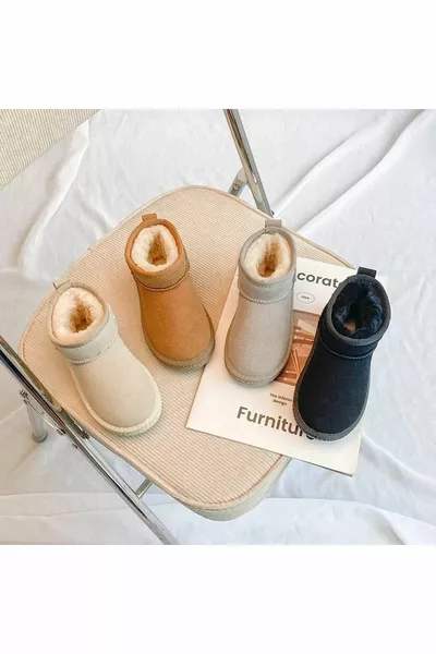 Beige Ultra Mini wollen bontlaarzen voor kinderen (minstens 1