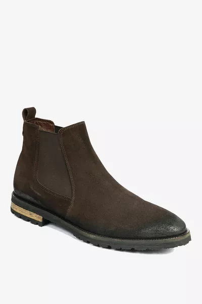 Braune Outdoor-Herrenstiefel aus echtem Leder aus Wildleder