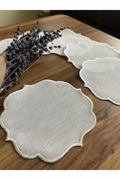 6 lin lin tissu en lin écru café côté cocktail présentation serviettes adaptées au traitement de l’étamine