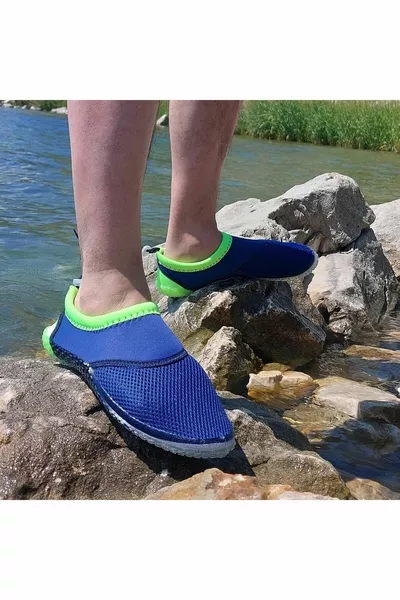 Serabien G Bleu Marine-Vert Semelle Antidérapante Piscine Mer Surf Chaussures