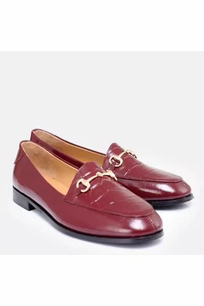 ДАМСКИ ОБУВКИ С ГОЛЯМ РАЗМЕР -БУРГУНДСКИ КРОКО