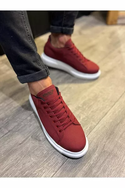 Freizeitschuhe mit hoher Sohle  Burgund (weiße Sohlen)