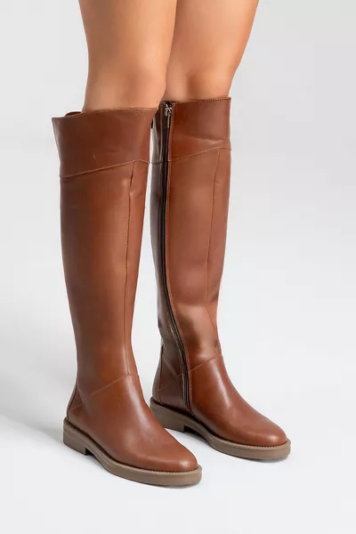 Holly Leren Dames Laarzen Tan