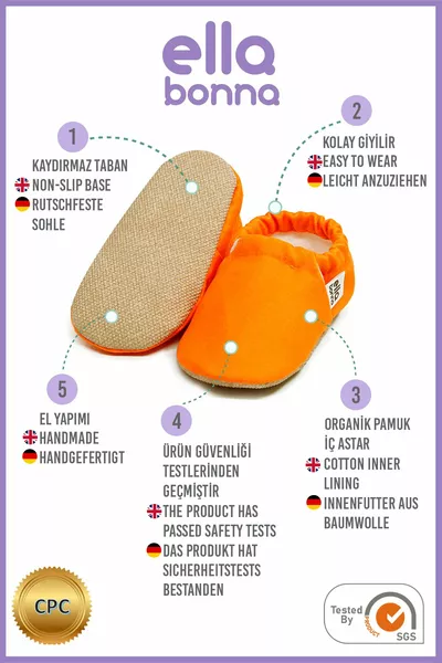 Semelle antidérapante Orange Chaussons pour bébé, Bottes de maison Pantoufles Chaussures de chambre d’enfant Panduf