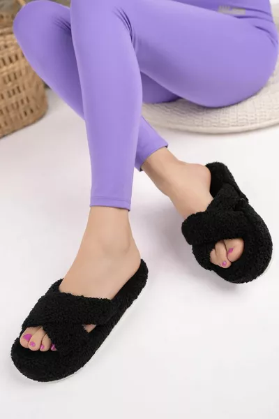 Modafrato Towel Cross Women House Slippers Winter Slippers Silent Sole