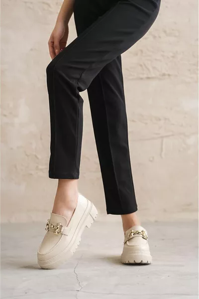 Chaussures décontractées détaillées à boucle René pour femme - Cuir peau