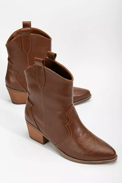 COFFEE TAN MATTE SKIN LEATHER WESTERN COWBOY BOOTS