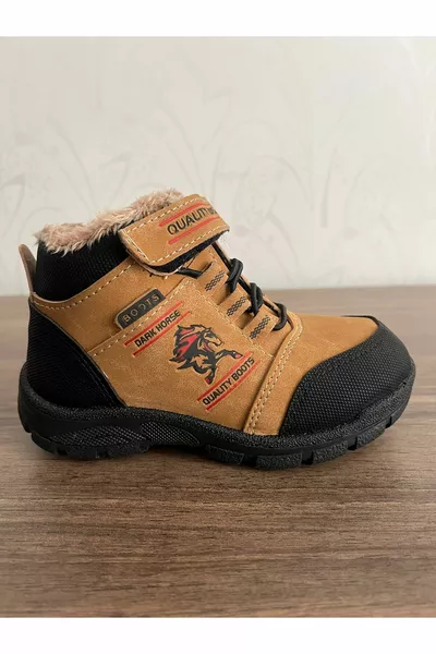 أحذية الأولاد مع الفراء الصوفي داخل نعل غير قابل للانزلاق مقاوم للماء