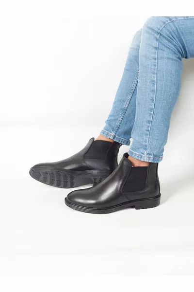 Herren Chelsea Black Antik elastische Lederstiefel