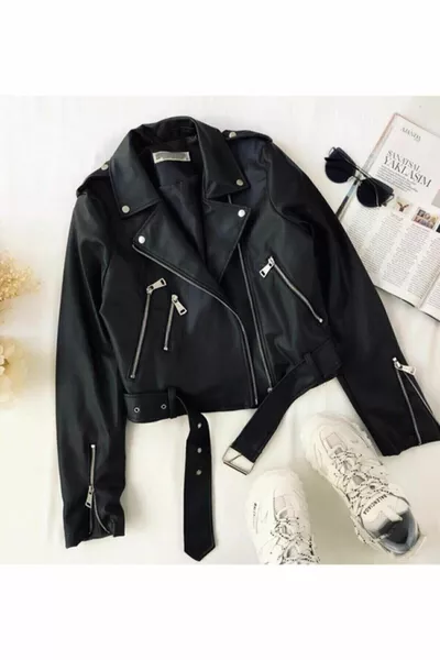 Blouson en cuir noir
