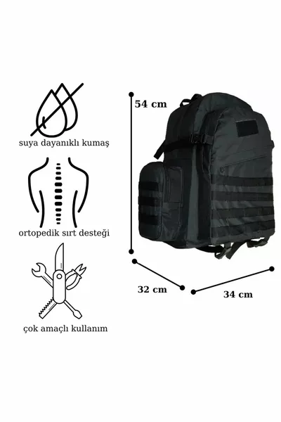  Lt Comfort Series Ортопедична военна тактическа алпинистка къмпинг трекинг раница за пътуване черна