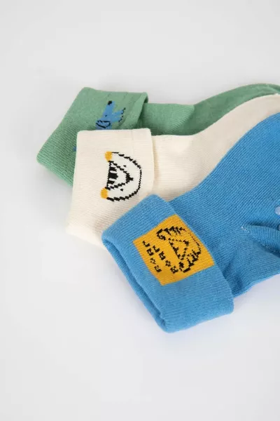 طفل رضيع مضاد للانزلاق وحيد 3 قطع جوارب طويلة من القطن العضوي ns