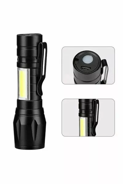 Ultra Krachtige  Lumen 5w Cob Led Usb Oplaadbare Zaklamp Jacht, Camping Lantaarn Aardbeving Tas Houder Lantaarn