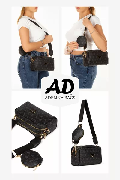 Дамска чанта през рамо Wallet Детайлен черен