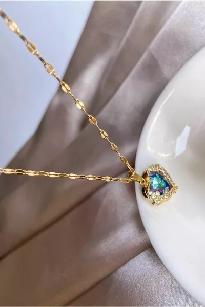 Collana cuore con pietra di zircone | Acciaio inossidabile - Acciaio l | La confezione regalo è fatta