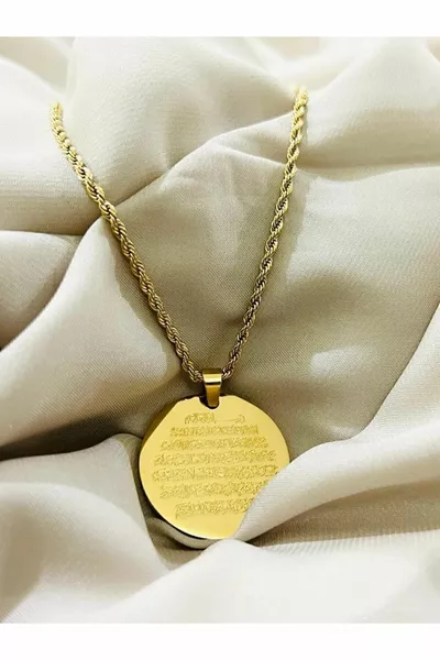 Nome Scritto Ayetel Leggio Ricamato Inscritto Colore Oro L Collana In Acciaio Kama Non Dà Regalo