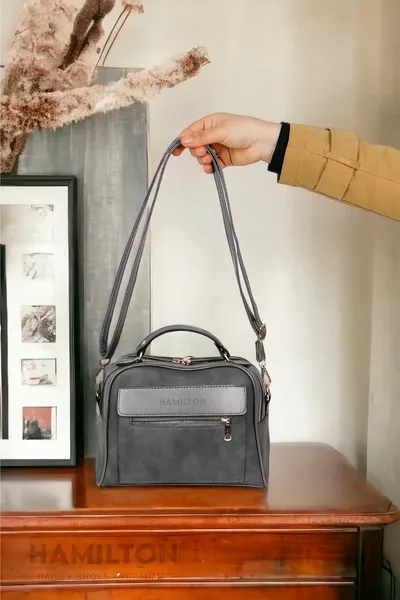 جلد نسائي أصلي محكم بثلاث حجرات كبير أنيق كتف وحقيبة يد مع كروس بودي وحزام قابل للتعديل باليد